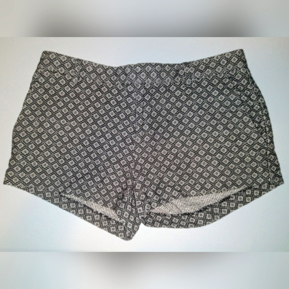 Banana Republic Black & Gray Diamond Twill Cotton Stretch Shorts~Sz 2(Fits 31in)